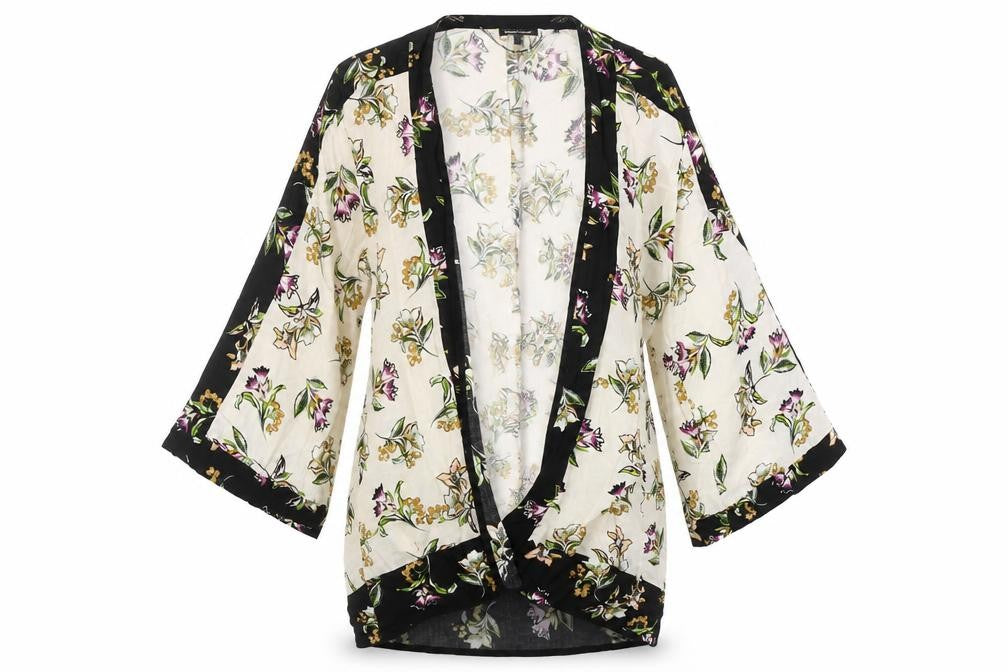 Warehouse Women’s Multicoloured Floral Kimono Blouse UK 12