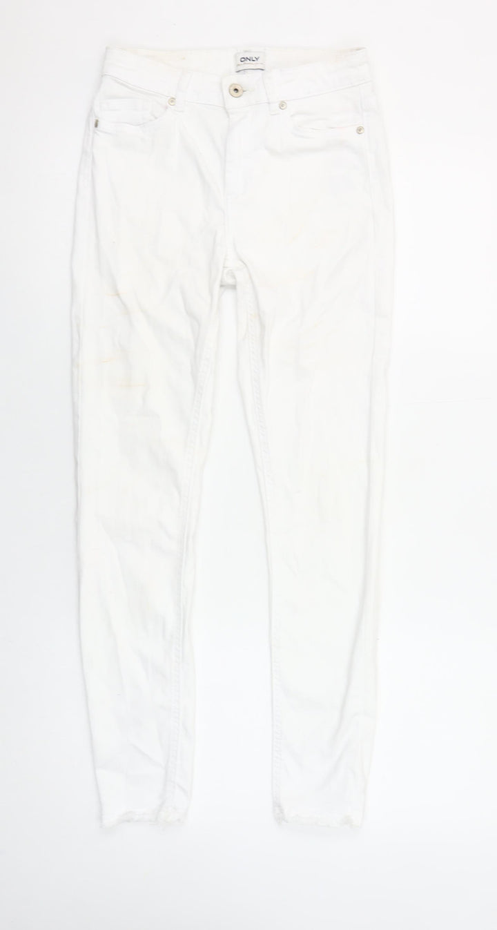 ONLY Women's White Ankle Skinny Jeans Size S/32 Mid Rise Stretch Denim