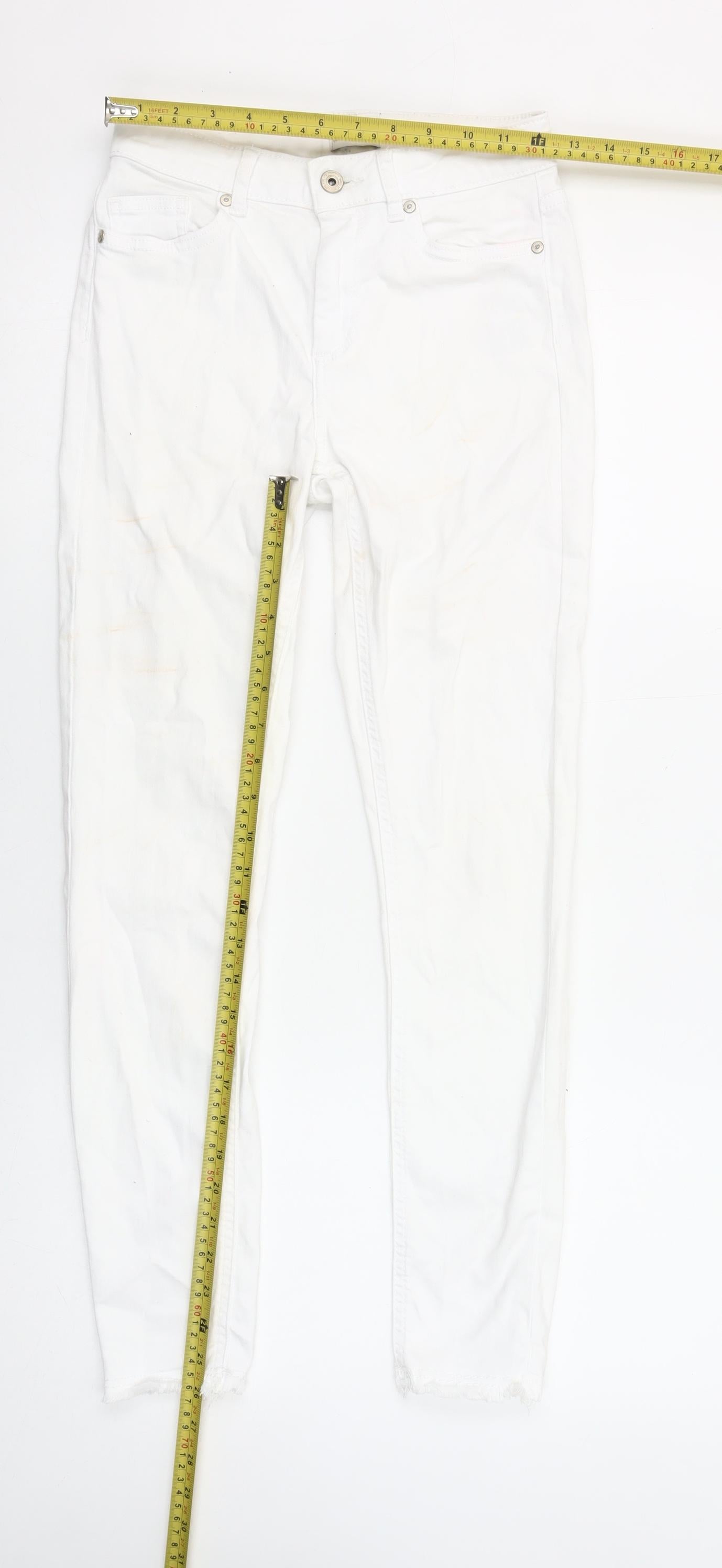 ONLY Women's White Ankle Skinny Jeans Size S/32 Mid Rise Stretch Denim