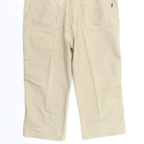 Intown Women Beige Cotton Blend Capri Trousers Size 14