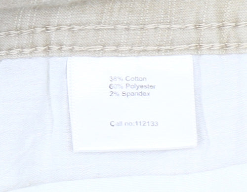 Intown Women Beige Cotton Blend Capri Trousers Size 14