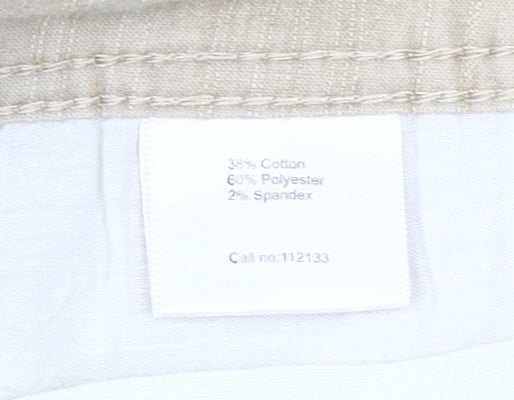 Intown Women Beige Cotton Blend Capri Trousers Size 14