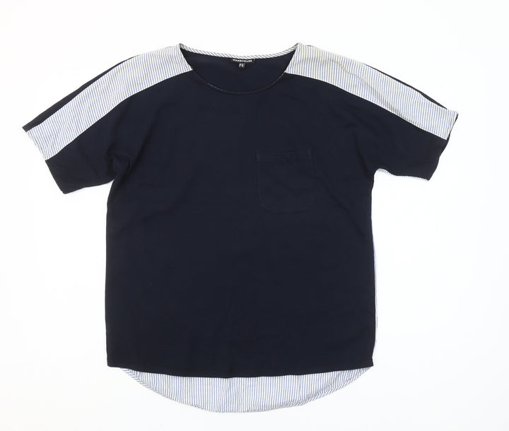 Warehouse Women’s Blue Striped Cotton T-Shirt UK 10