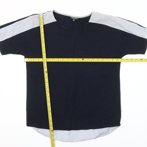 Warehouse Women’s Blue Striped Cotton T-Shirt UK 10