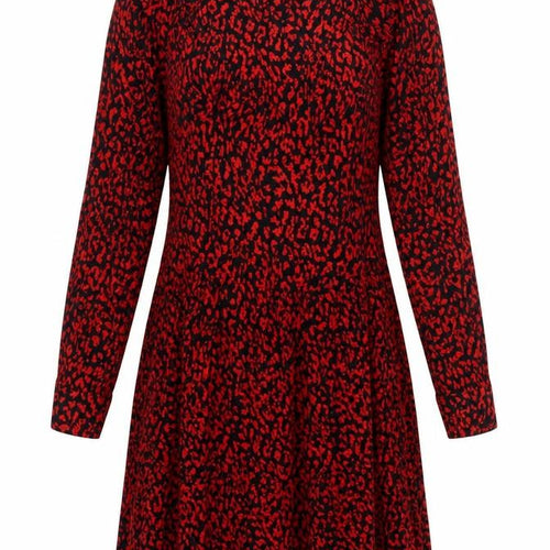 Zara Women's Red Animal Print Shift Dress Size 12 Long Sleeve