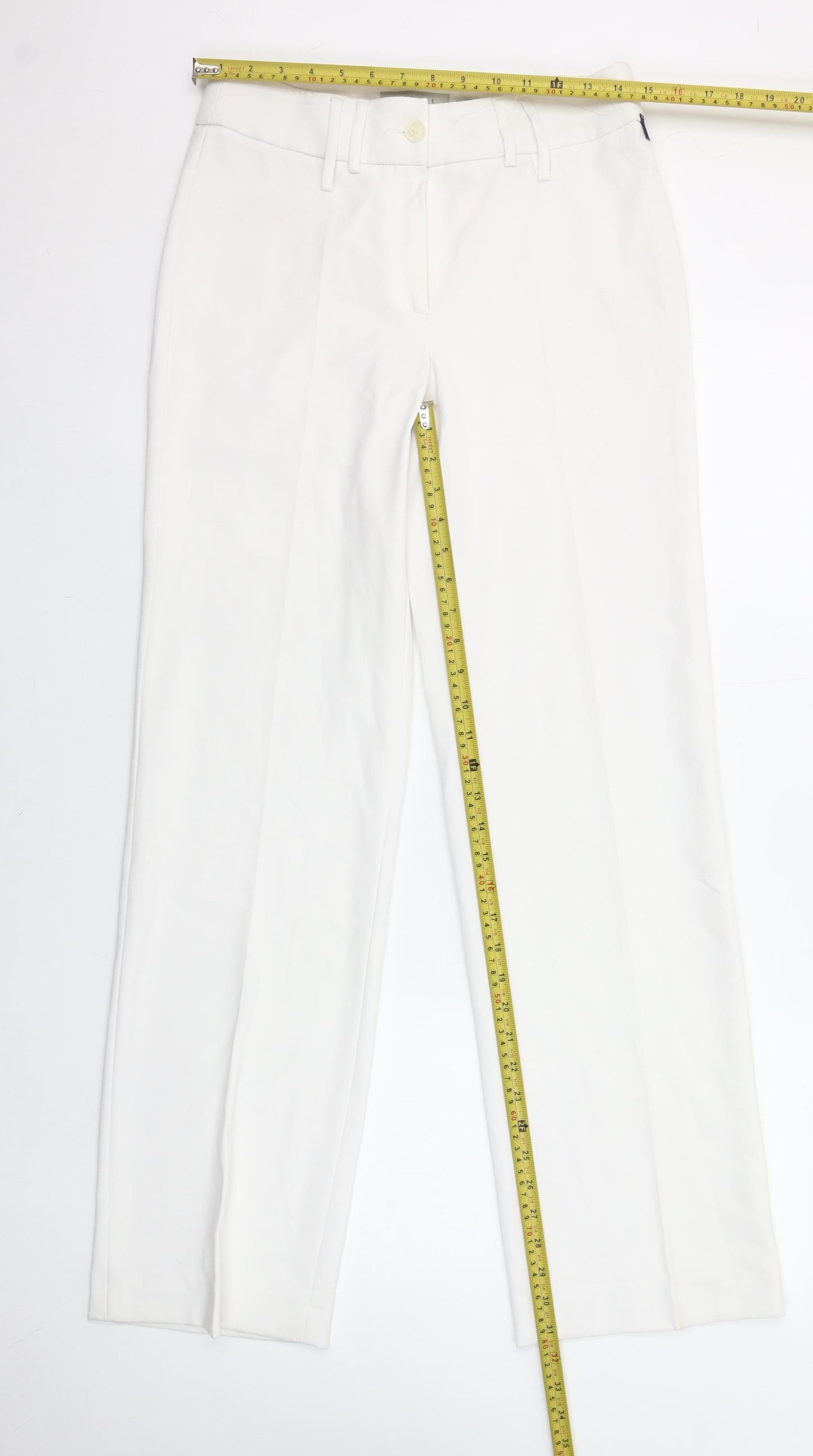 Robell Women White Elisa Stretch Trousers Size 10 Straight Leg