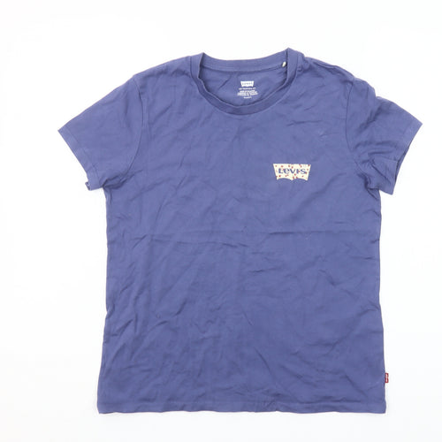 Levi's Women's Blue Cotton Crew Neck Short Sleeve T-Shirt Size S