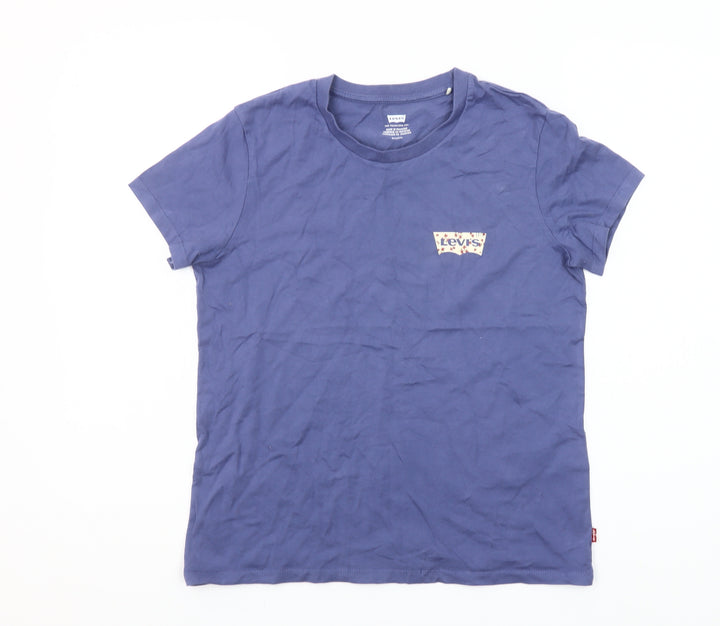 Levi's Women's Blue Cotton Crew Neck Short Sleeve T-Shirt Size S