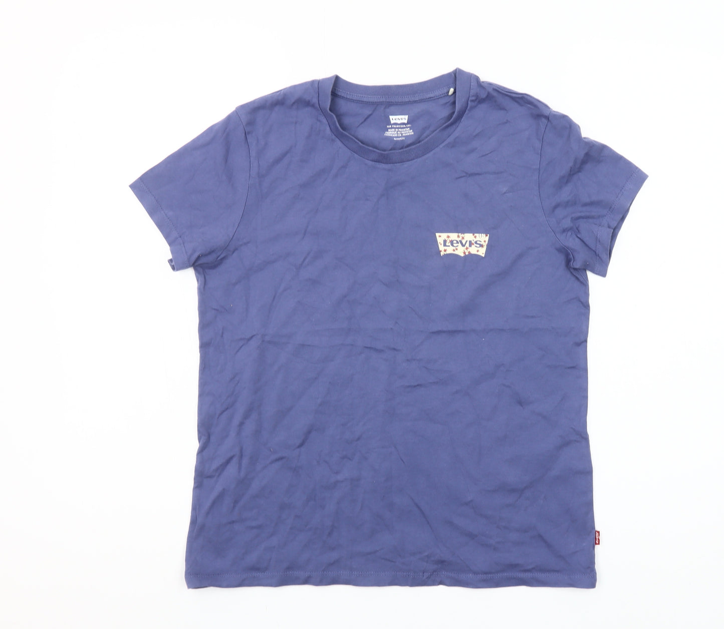 Levi's Women's Blue Cotton Crew Neck Short Sleeve T-Shirt Size S