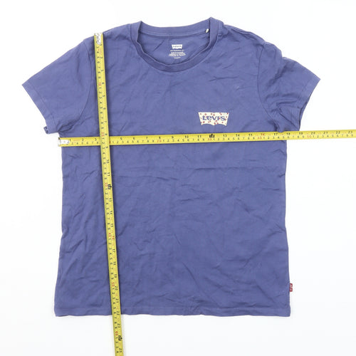 Levi's Women's Blue Cotton Crew Neck Short Sleeve T-Shirt Size S