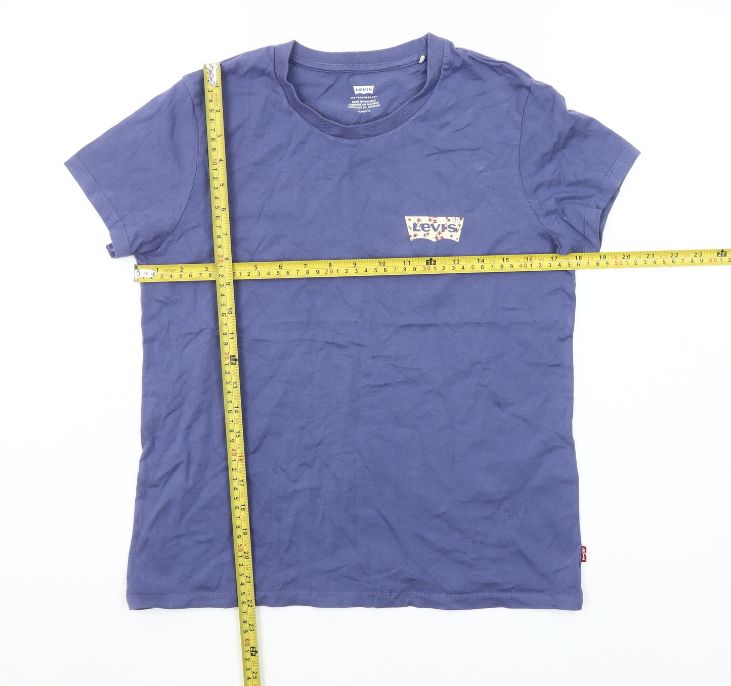Levi's Women's Blue Cotton Crew Neck Short Sleeve T-Shirt Size S