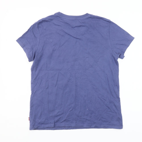 Levi's Women's Blue Cotton Crew Neck Short Sleeve T-Shirt Size S