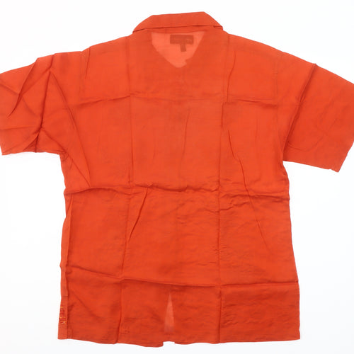 Hot House Women’s Orange Embroidered Cotton Button-Up Shirt Size 12