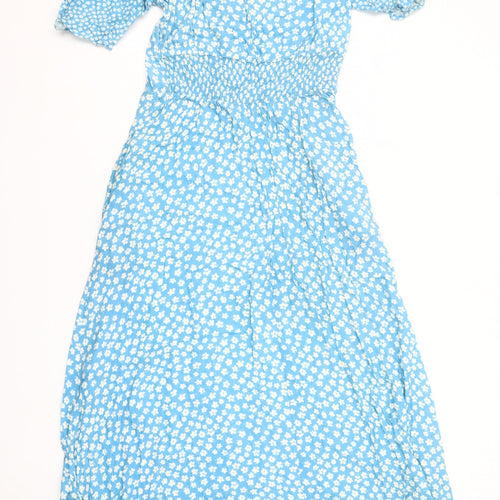 Gallery Women’s Blue Floral Midi Fit & Flare Dress Size 8