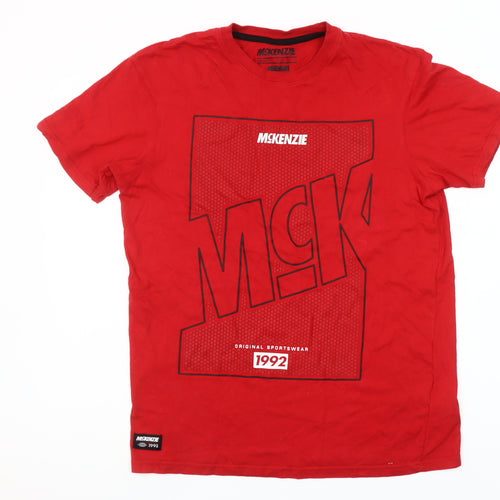 McKenzie Men's Red Graphic Sports T-Shirt Medium 100% Cotton