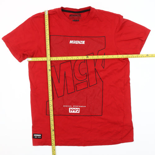 McKenzie Men's Red Graphic Sports T-Shirt Medium 100% Cotton