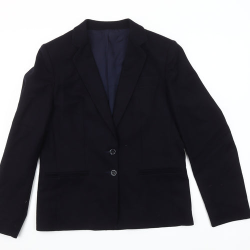 Brian Tucker Womens Black Wool Blend Suit Jacket UK 10 Classic Two Button Blazer