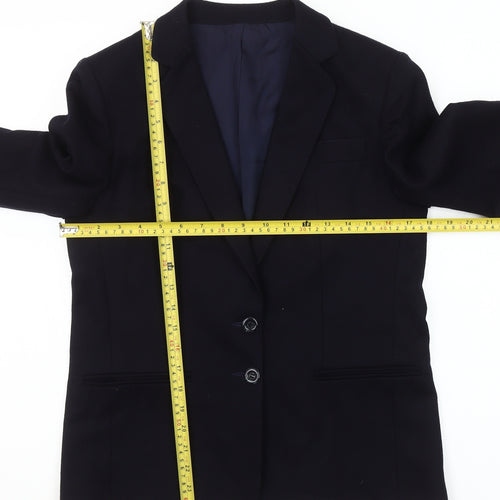 Brian Tucker Womens Black Wool Blend Suit Jacket UK 10 Classic Two Button Blazer