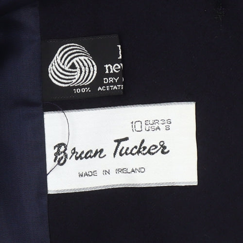 Brian Tucker Womens Black Wool Blend Suit Jacket UK 10 Classic Two Button Blazer