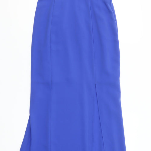 New Look Women’s Blue Long Slip Dress Size 10 Sleeveless V-Neck Zip