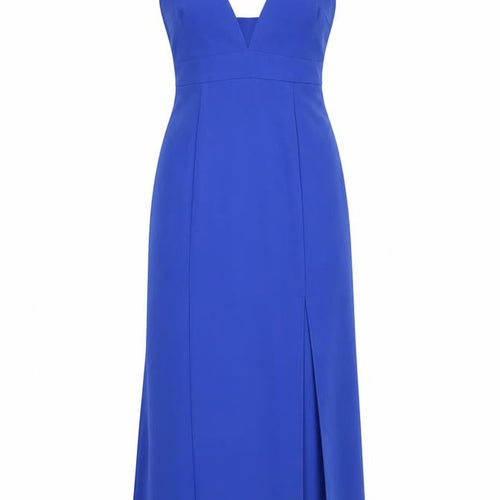 New Look Women’s Blue Long Slip Dress Size 10 Sleeveless V-Neck Zip