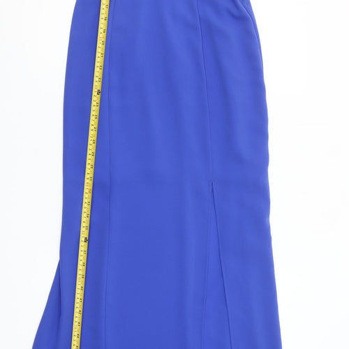 New Look Women’s Blue Long Slip Dress Size 10 Sleeveless V-Neck Zip
