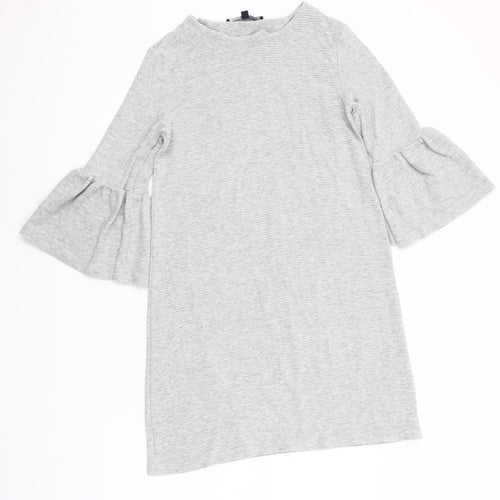French Connection Women’s Grey Shift Dress Size 8 3/4 Sleeve Stretch Jersey