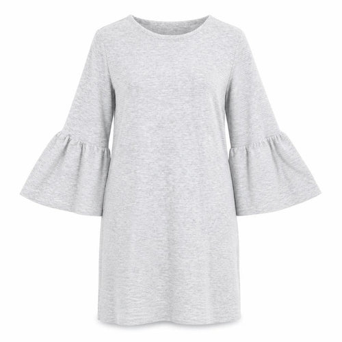 French Connection Women’s Grey Shift Dress Size 8 3/4 Sleeve Stretch Jersey