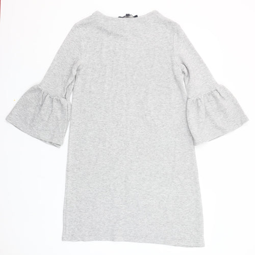 French Connection Women’s Grey Shift Dress Size 8 3/4 Sleeve Stretch Jersey