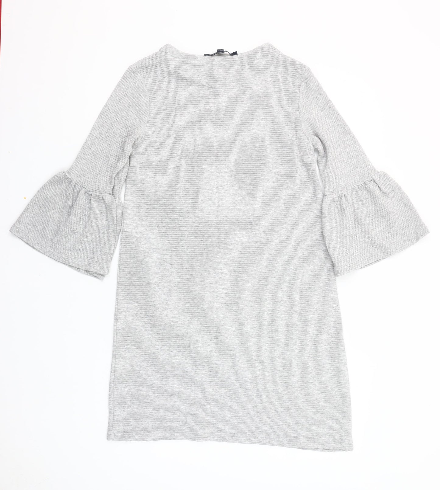 French Connection Women’s Grey Shift Dress Size 8 3/4 Sleeve Stretch Jersey