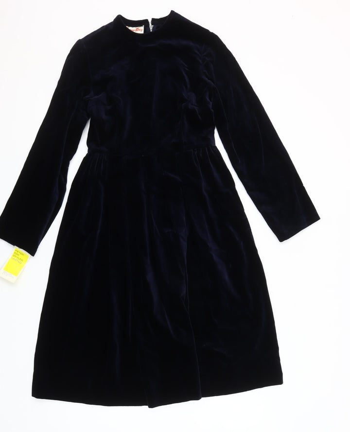 Peter Day Women's Blue Velvet A-Line Knee Length Dress Size 6