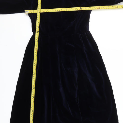 Peter Day Women's Blue Velvet A-Line Knee Length Dress Size 6