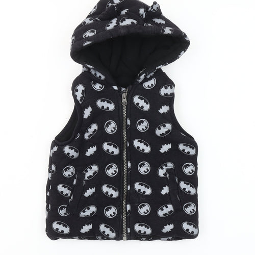George Batman Black Hooded Padded Waistcoat 18-24 Months Boys Hooded Vest