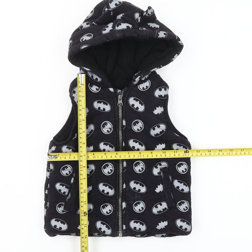 George Batman Black Hooded Padded Waistcoat 18-24 Months Boys Hooded Vest