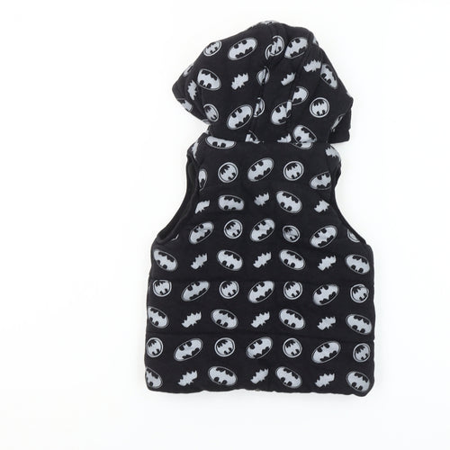George Batman Black Hooded Padded Waistcoat 18-24 Months Boys Hooded Vest
