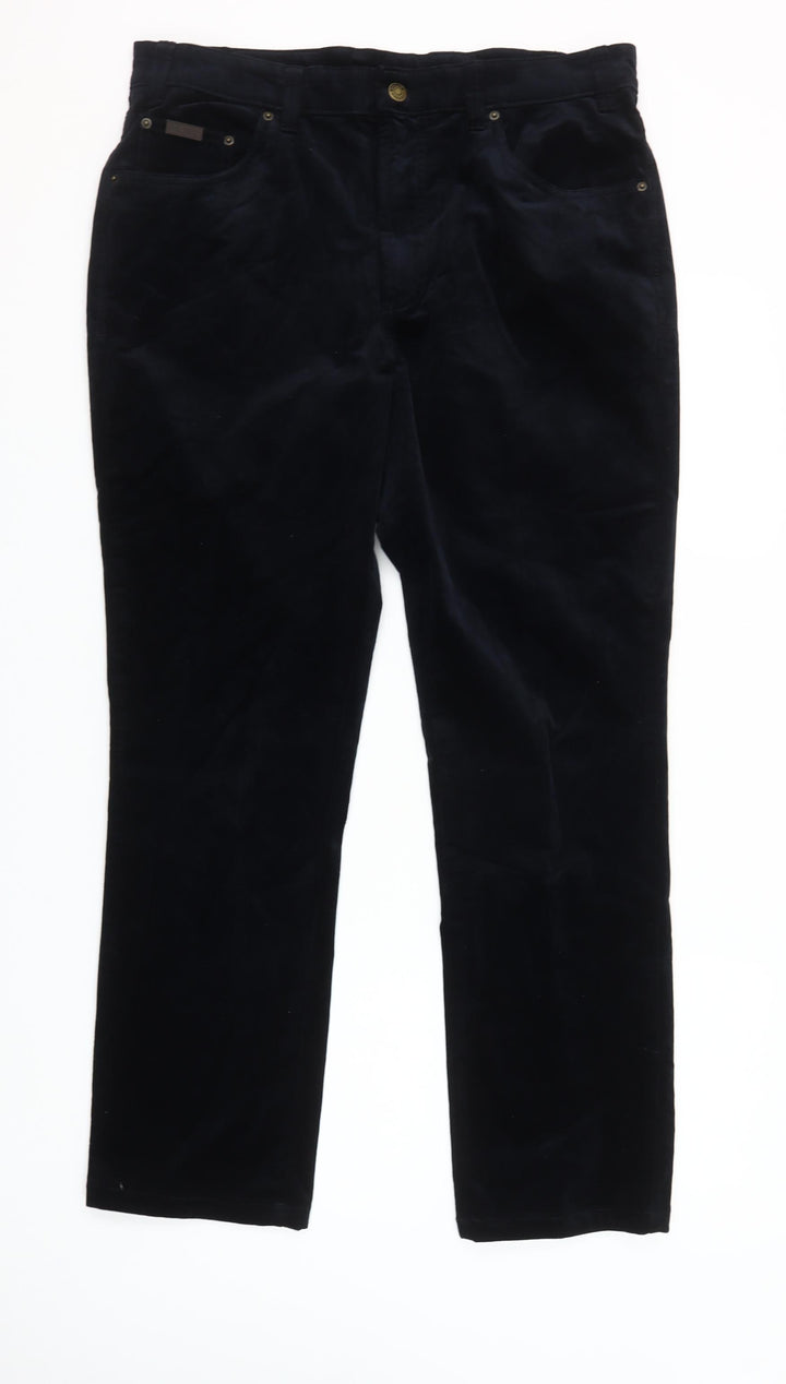 Brook Taverner Men's Black 24W Cotton Blend Corduroy Trousers