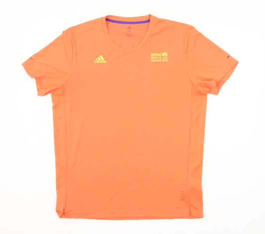 Adidas Men’s Orange Running T-Shirt Size M BMW Berlin Marathon Lightweight