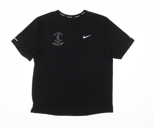 Nike Womens Black Dri-FIT Running T-Shirt M Moisture Wicking Top
