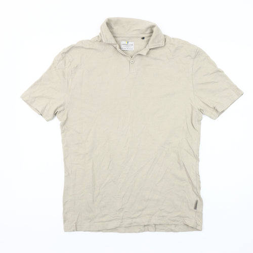Larsson & Co Men's Beige Cotton Short Sleeve Polo Shirt M