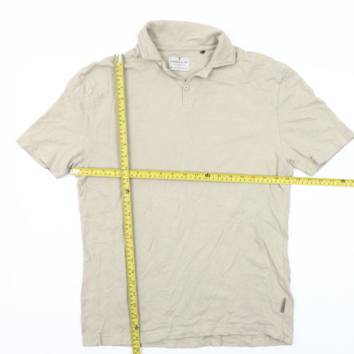 Larsson & Co Men's Beige Cotton Short Sleeve Polo Shirt M