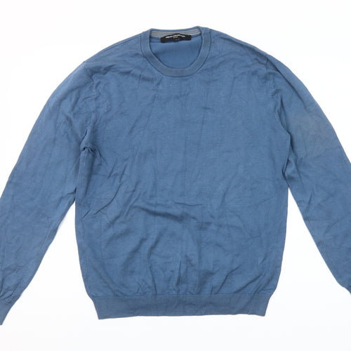 French Connection Men’s Blue Cotton Blend Crew Neck Jumper M