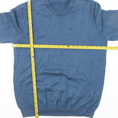 French Connection Men’s Blue Cotton Blend Crew Neck Jumper M