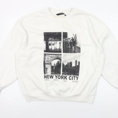 Dunnes Women Cream New York City Graphic Pullover Sweatshirt M