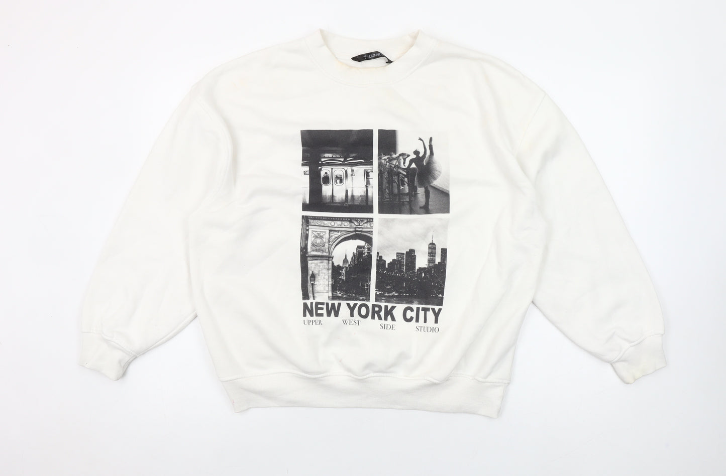 Dunnes Women Cream New York City Graphic Pullover Sweatshirt M