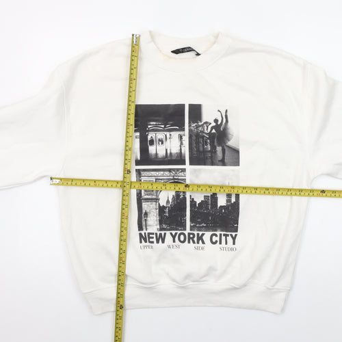 Dunnes Women Cream New York City Graphic Pullover Sweatshirt M