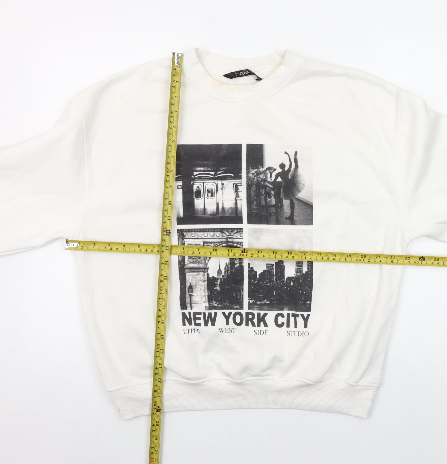 Dunnes Women Cream New York City Graphic Pullover Sweatshirt M