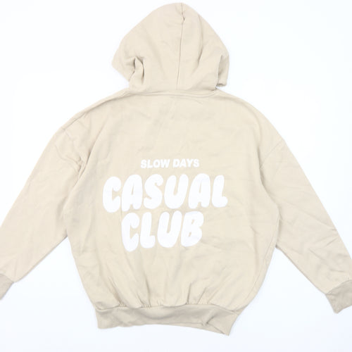 Dunnes Stores Women Beige Hooded Pullover Casual Club Hoodie Small
