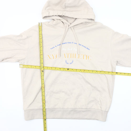 H&M Womens Beige NYC Athletic Pullover Hoodie Size S Cotton Blend