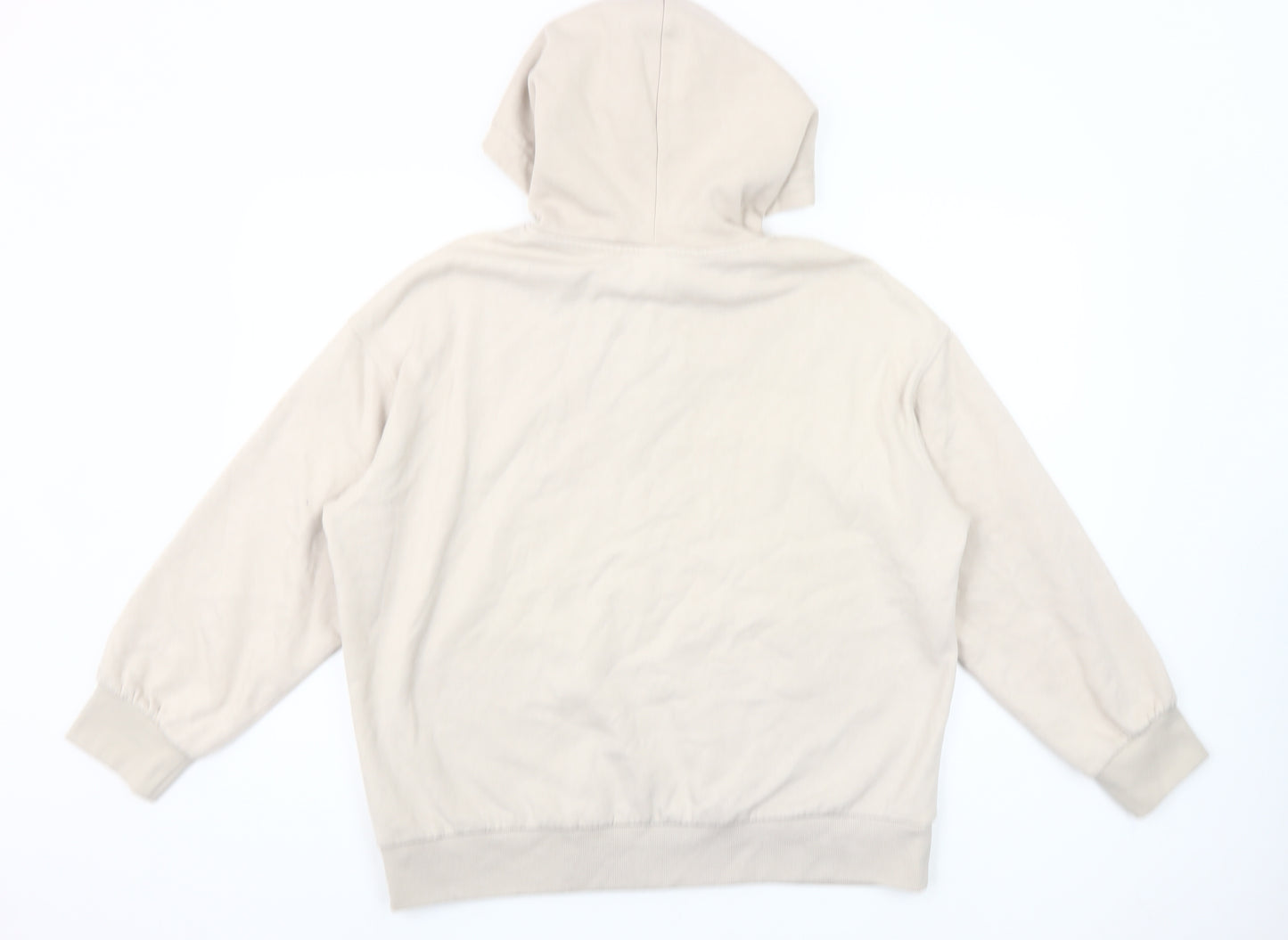 H&M Womens Beige NYC Athletic Pullover Hoodie Size S Cotton Blend