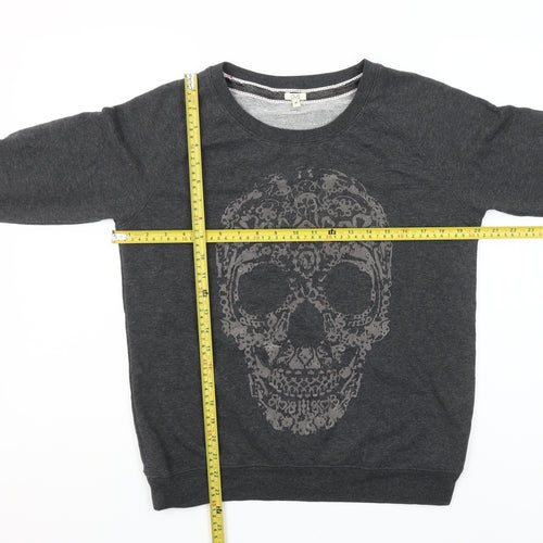 OVS Women's Charcoal Skull Graphic Pullover Sweatshirt Size M